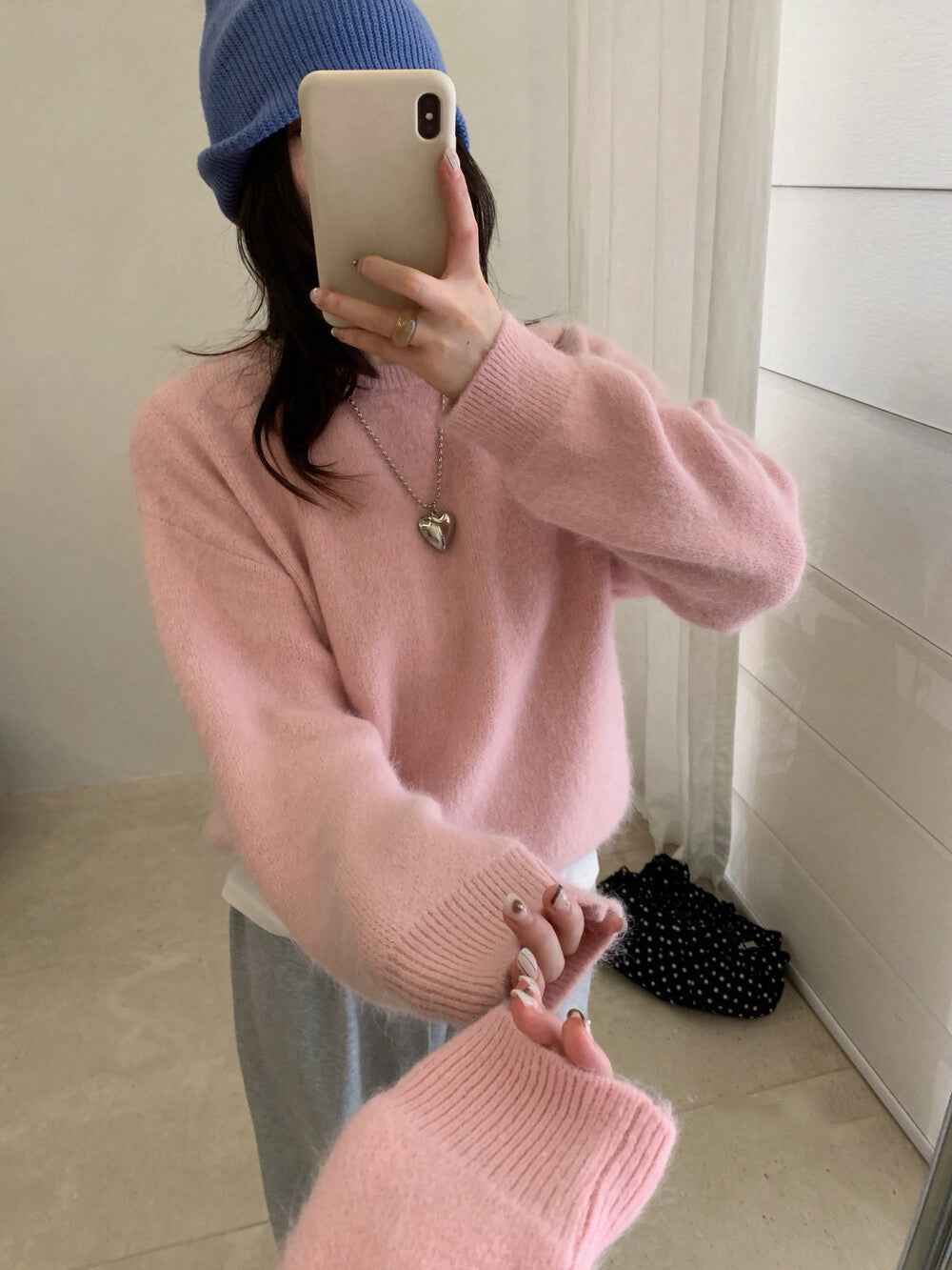 // 軟糯超美色系混兔毛圓領毛衣