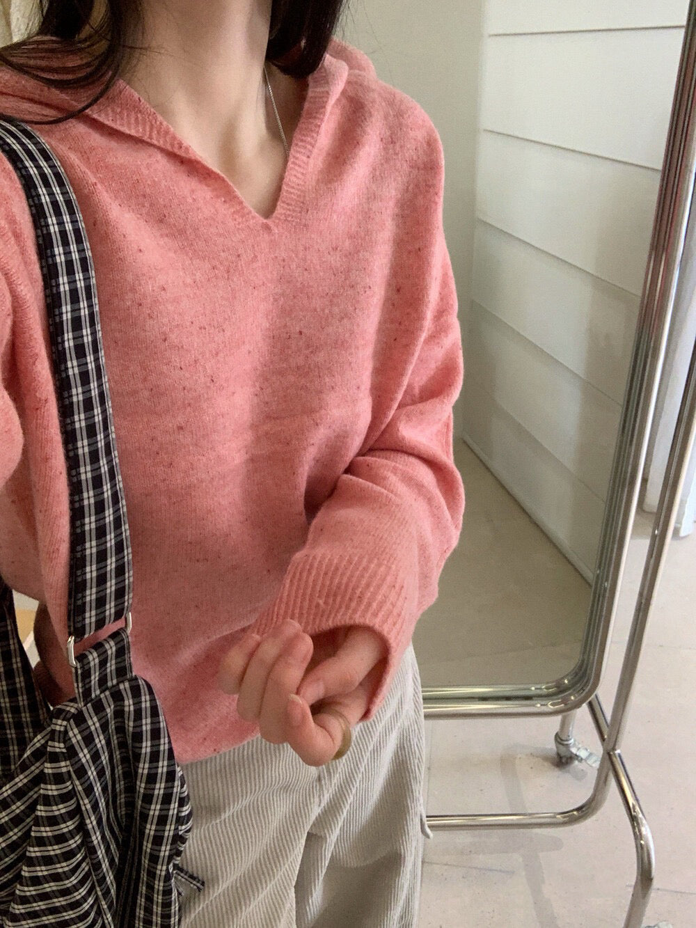 // 98%綿羊毛混點無縫一體連帽NT