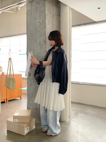 // 簡約氣質啞光彷皮外套￼