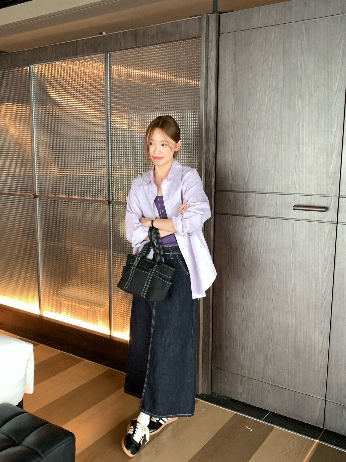 // 後開叉小復古微A字牛仔SK