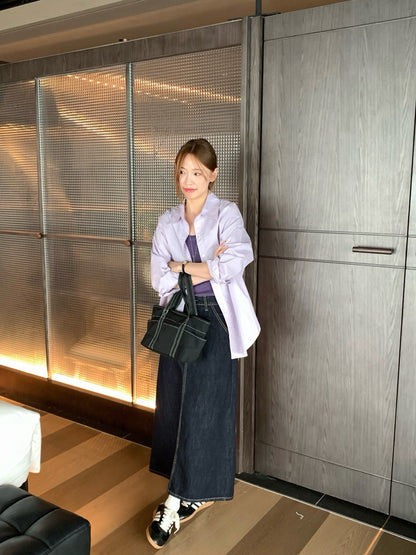 // 後開叉小復古微A字牛仔SK