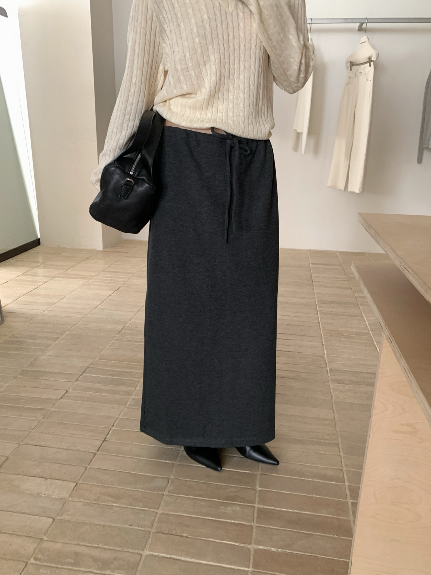 // 超舒服羊絨慵懶綁腰SK