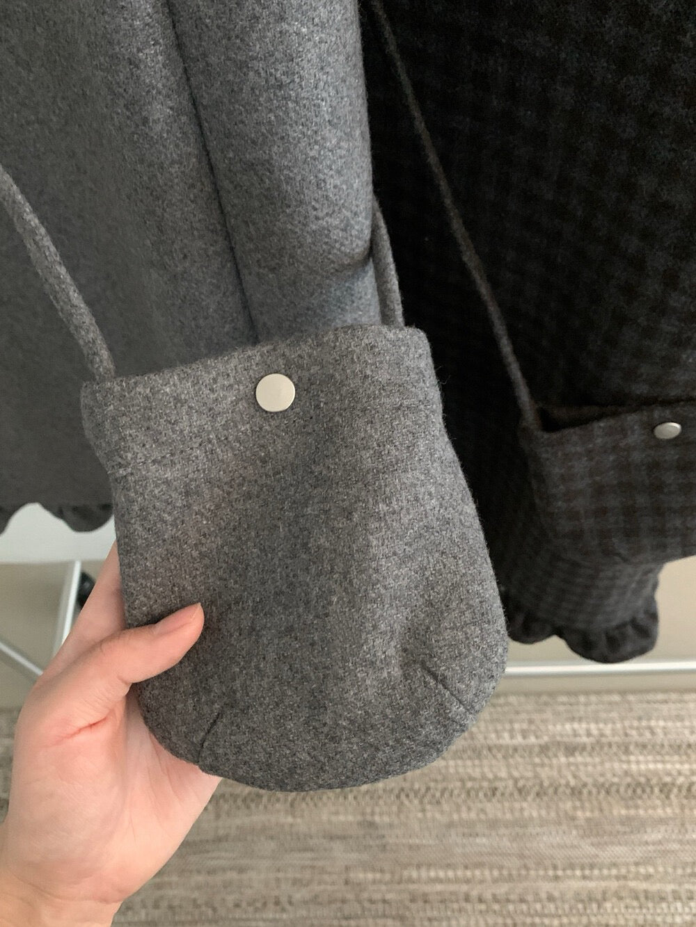 // 50%羊毛花邊腳背心毛呢OPS(連袋仔)