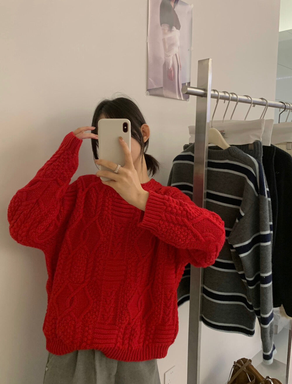 // 35%wool麻花紋慵懶毛衣