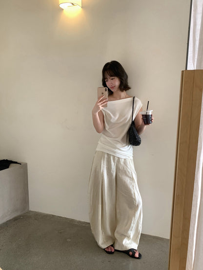 // lyocell天絲垂垂領打褶腰上衣