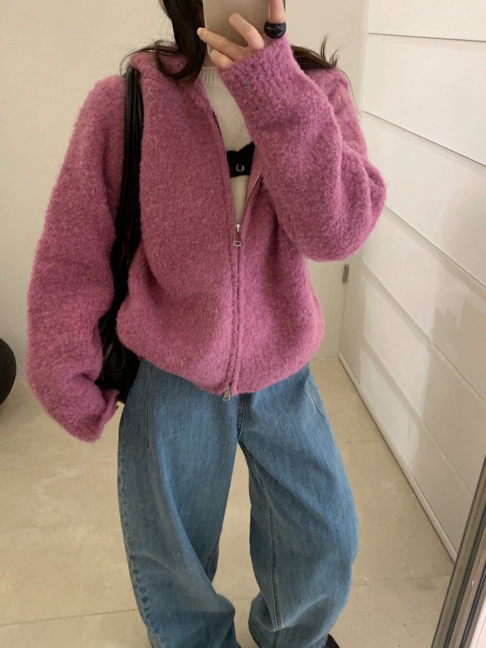 // 超軟糯圈圈羊毛連帽拉鍊CD