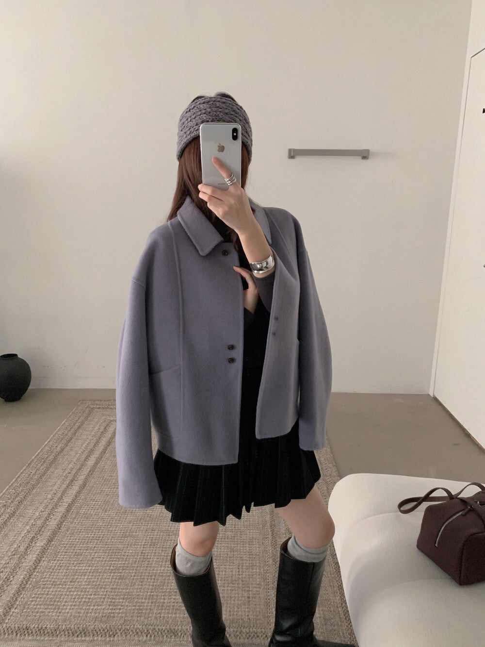 // 軟而不塌100%雙面羊毛特別鈕扣handmade外套