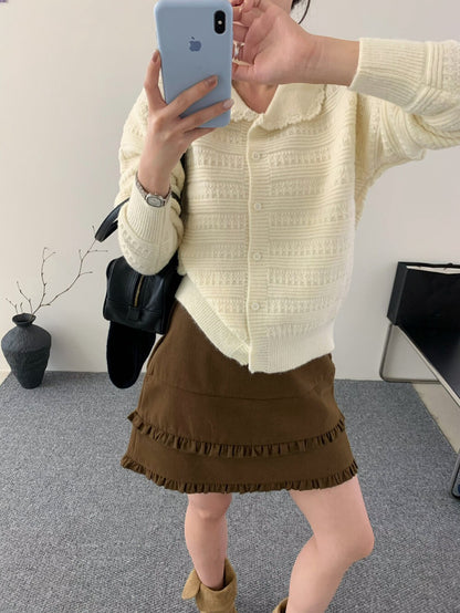 // 超精緻鈎花邊圓翻領特別織紋CD