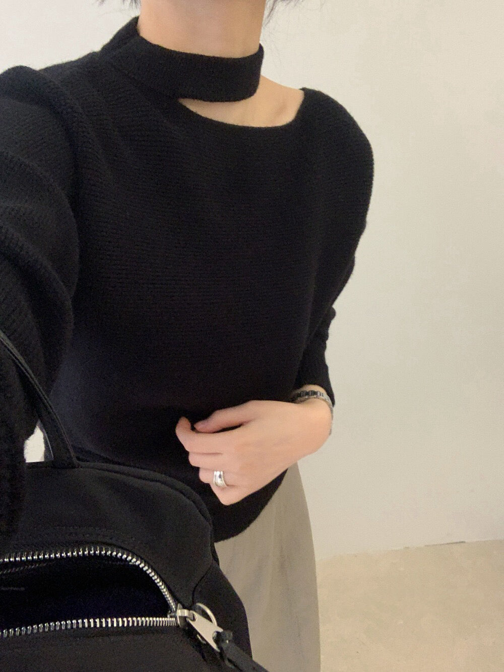 // 小性感斜肩掛頸窩夫紋NT