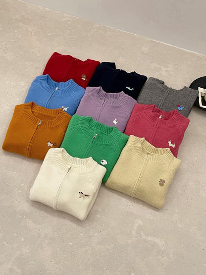 // 可愛動物刺繡上下拉鍊CD