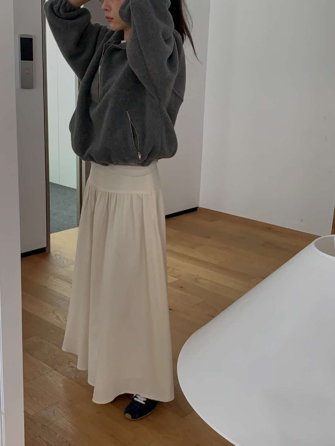 // 設計感粗裙頭壓褶傘裙