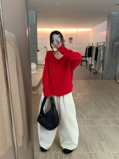 // 柔軟親膚馬海毛11色v領NT