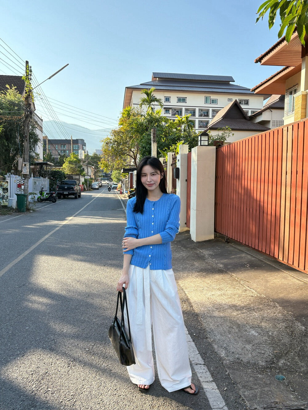 🪗 糖果色系直紋花邊薄針織外套