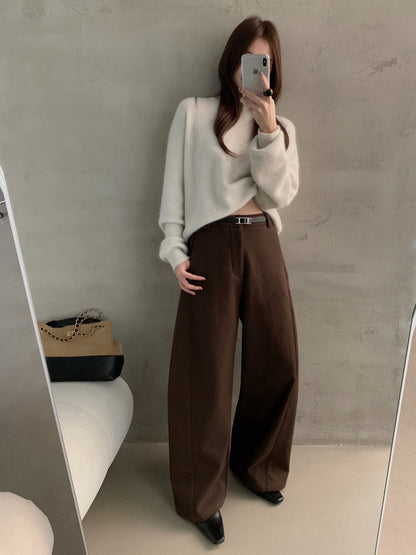 // 今季必入質感加絨彎刀褲(連腰帶)