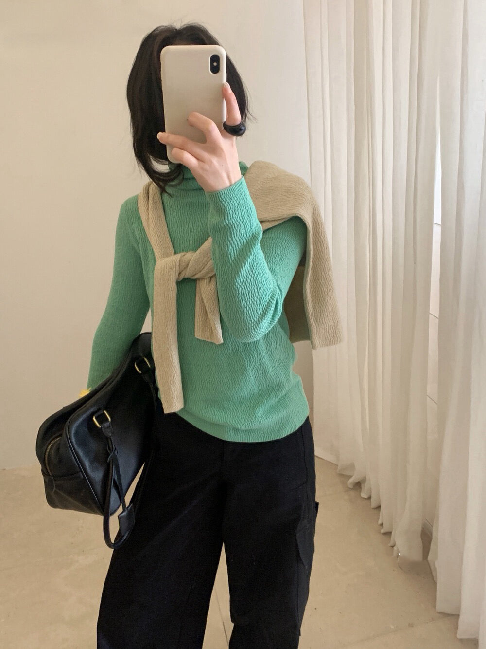 // 6%羊毛肌理感堆堆領上衣