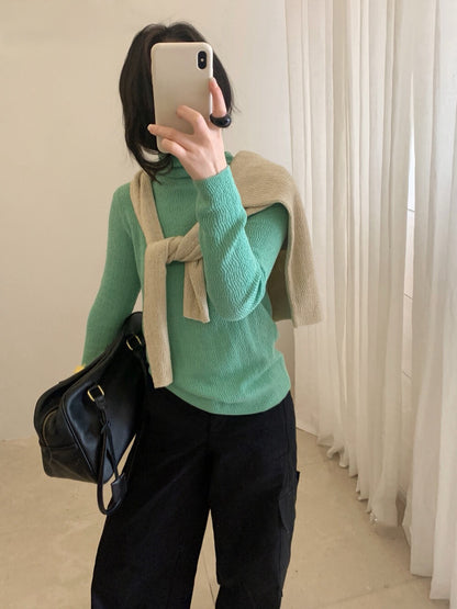 // 6%羊毛肌理感堆堆領上衣