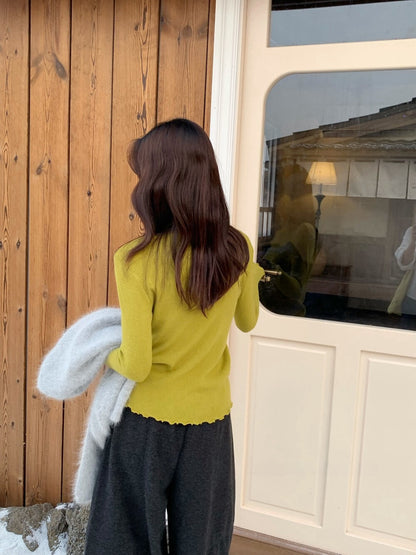 // 人手一件卷卷邊半領針織NT