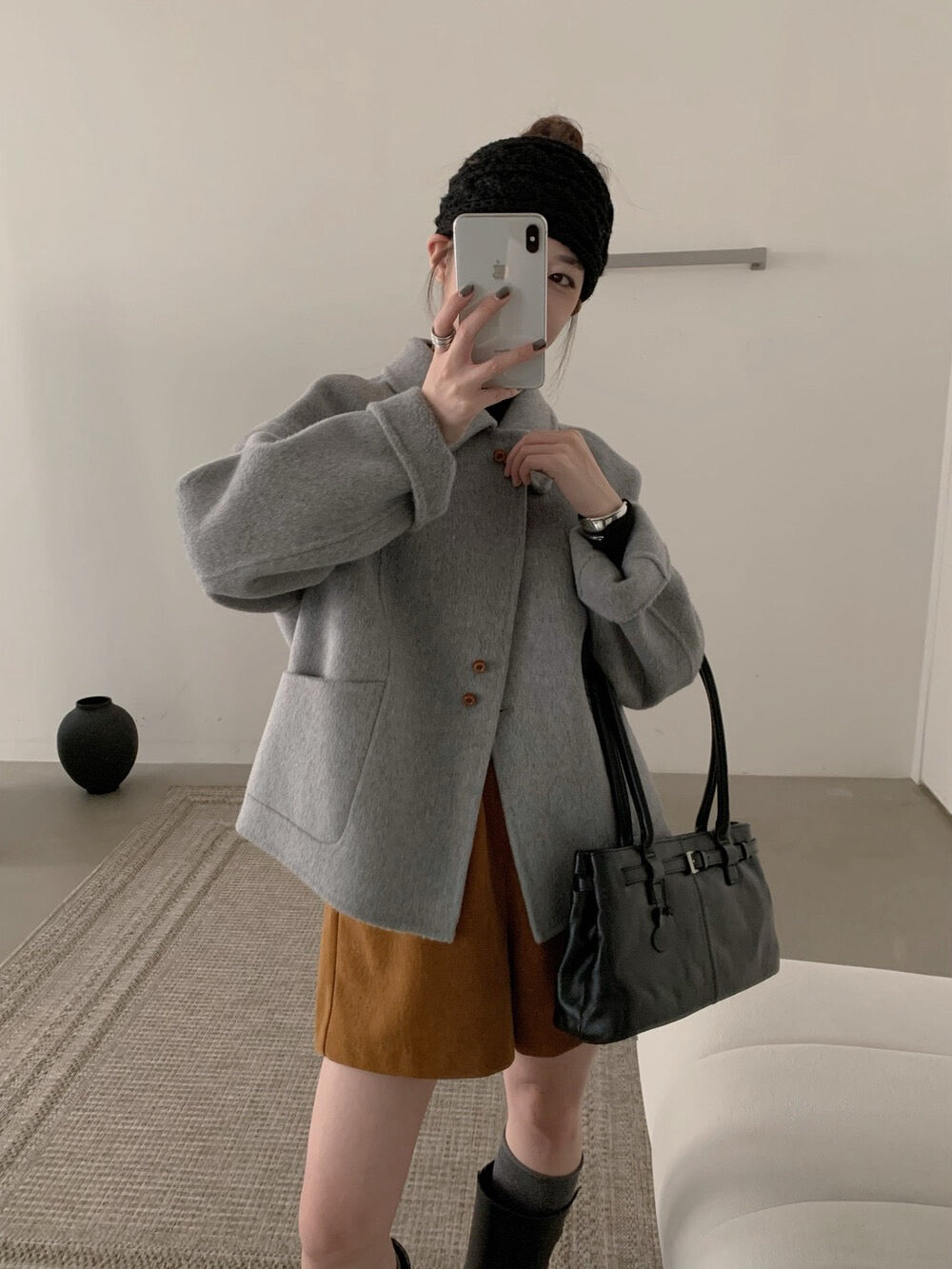 // 軟而不塌100%雙面羊毛特別鈕扣handmade外套