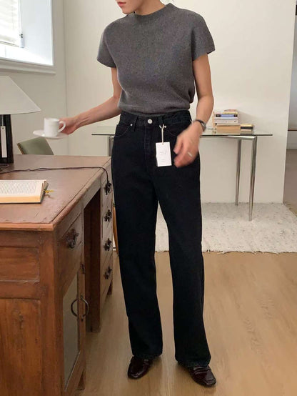 // premium black washing denim