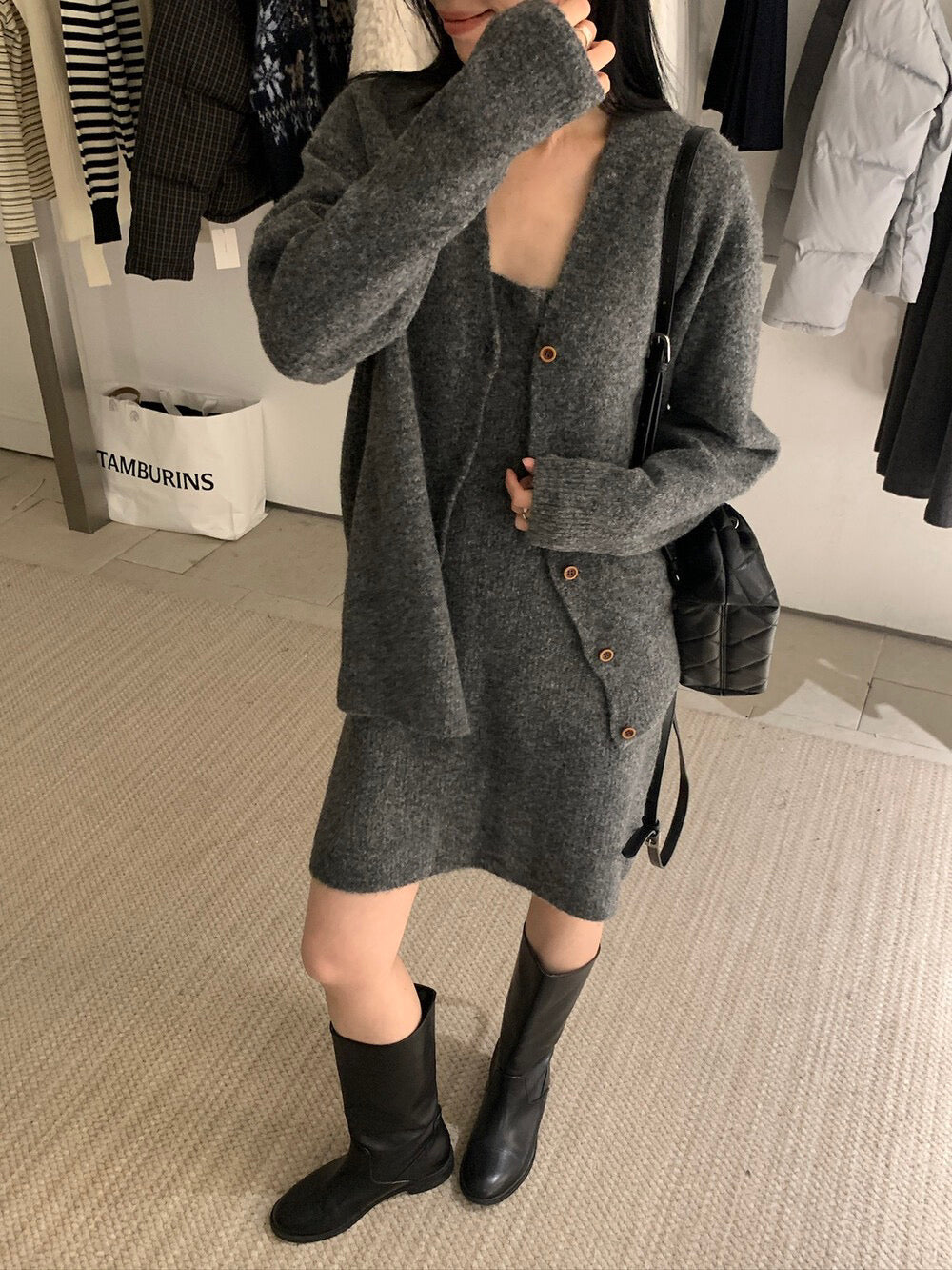 // 氣質針織背心OPS+外套套裝