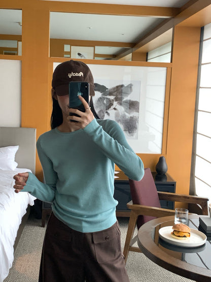 // 桑蠶絲+絲光羊毛親膚顯瘦薄針織￼