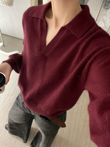 // 8%羊毛高級感小V翻領NT