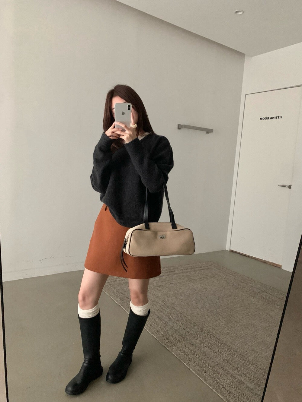 // 100%羊毛撞色假兩件毛衣