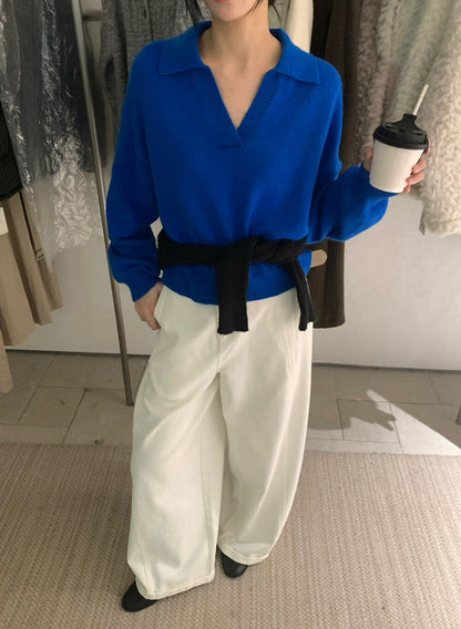 // 8%羊毛高級感小V翻領NT