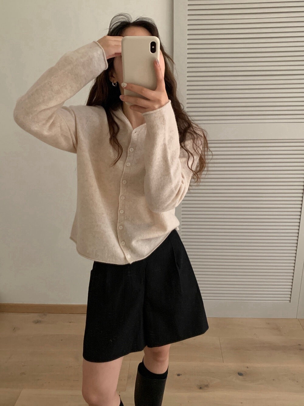 // 100%wool一體無縫連帽開胸NT