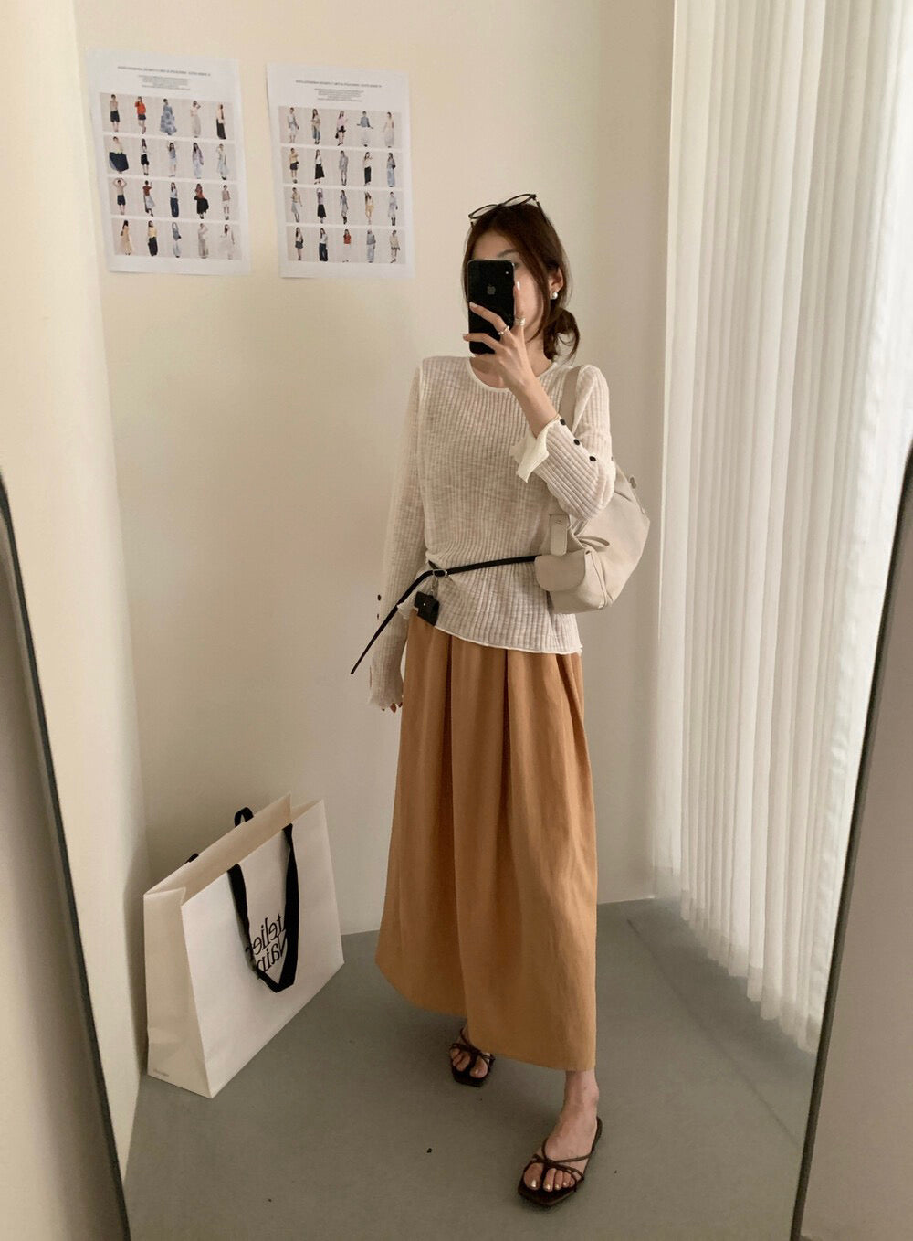 // lyocell料超親膚後開叉垂感SK