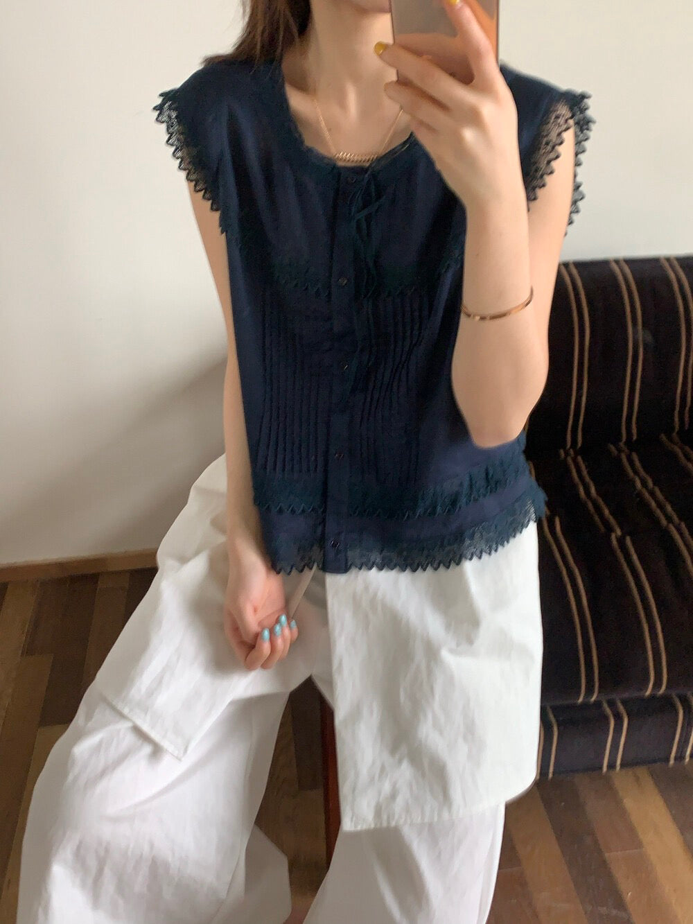 B06 / 重工lace邊袖+風琴袖BL