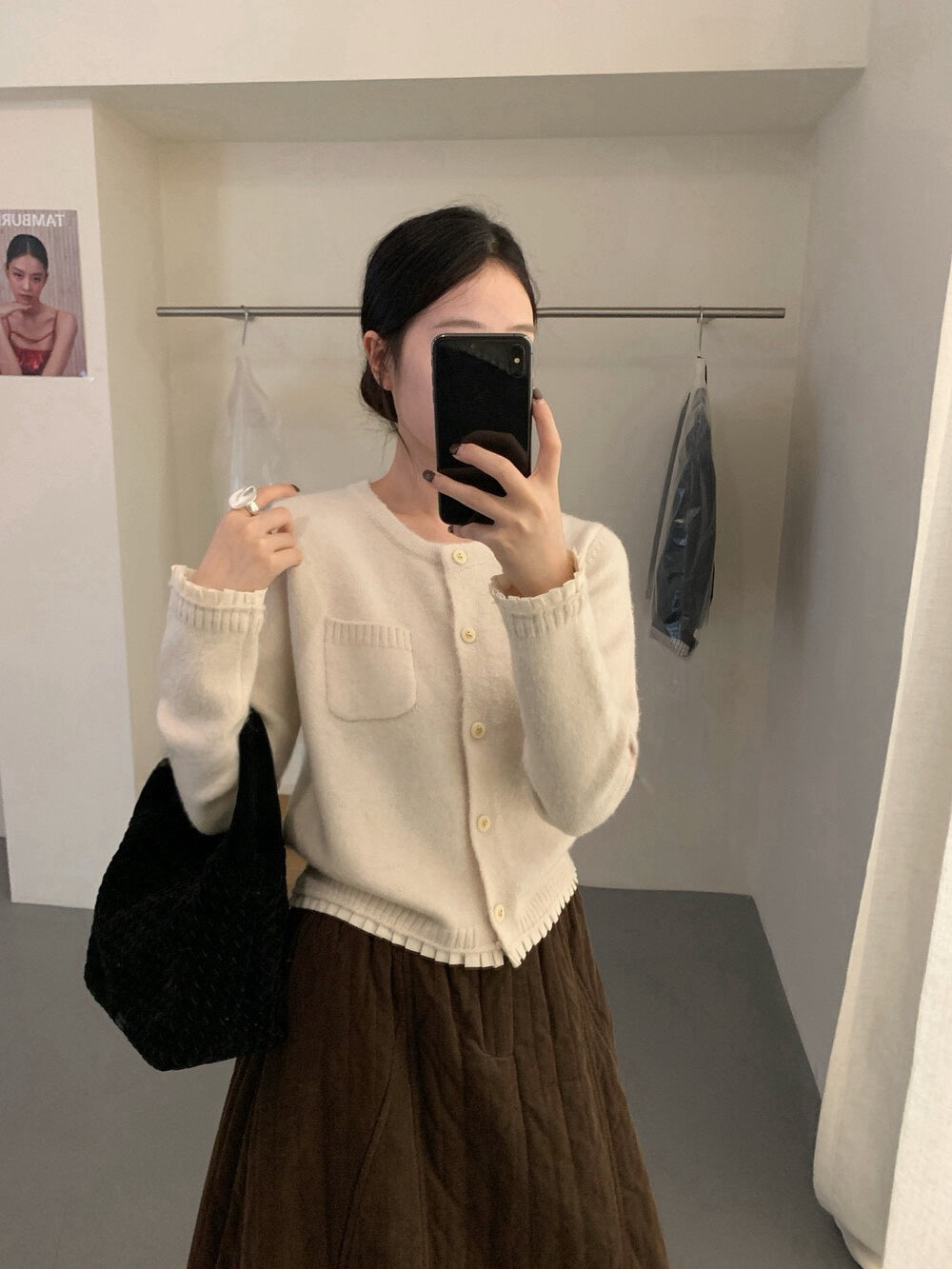 // 精緻鈕扣拼接百褶邊口袋軟糯CD