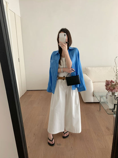 // 特別褲頭鈕扣九分闊褲