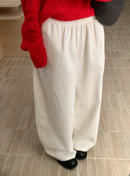 // 小復古感橡筋腰燈芯絨褲