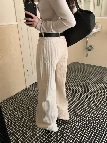 // 設計感口袋燈芯絨全長褲