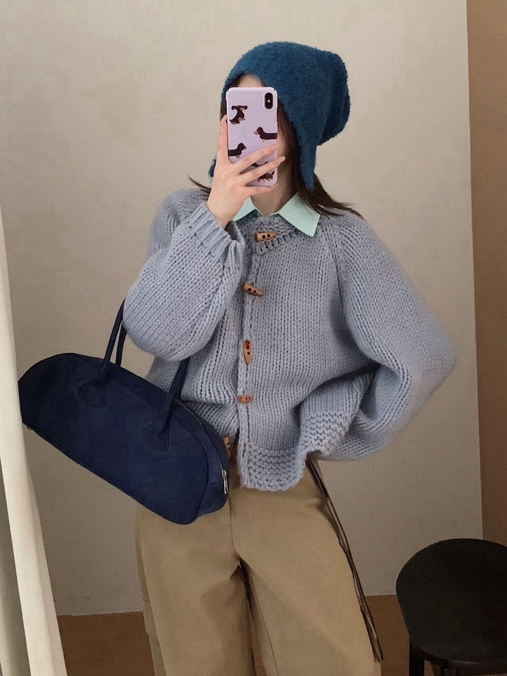 // 30%綿羊毛粗針牛角鈕CD