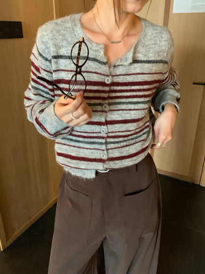 // 復古配色8%wool間條CD