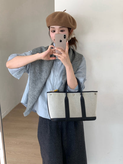 // 立領設計超軟彷皮外套(連披肩)