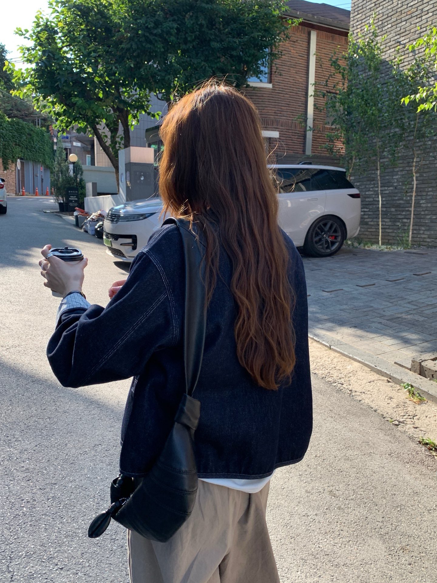 // 復古感明線格仔內裡拼接牛仔外套