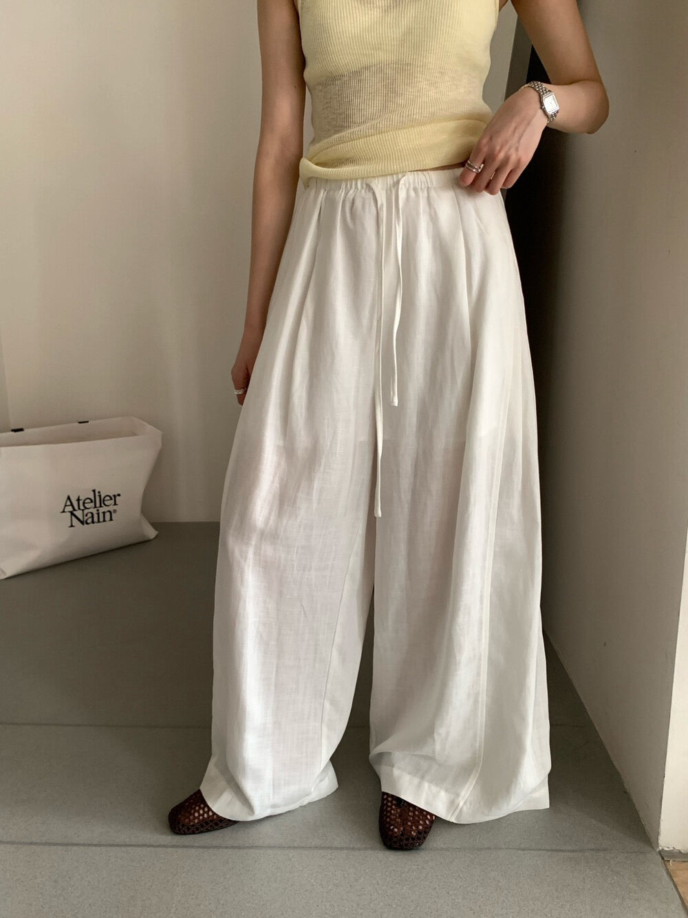 // 超舒服lyocell壓褶闊褲