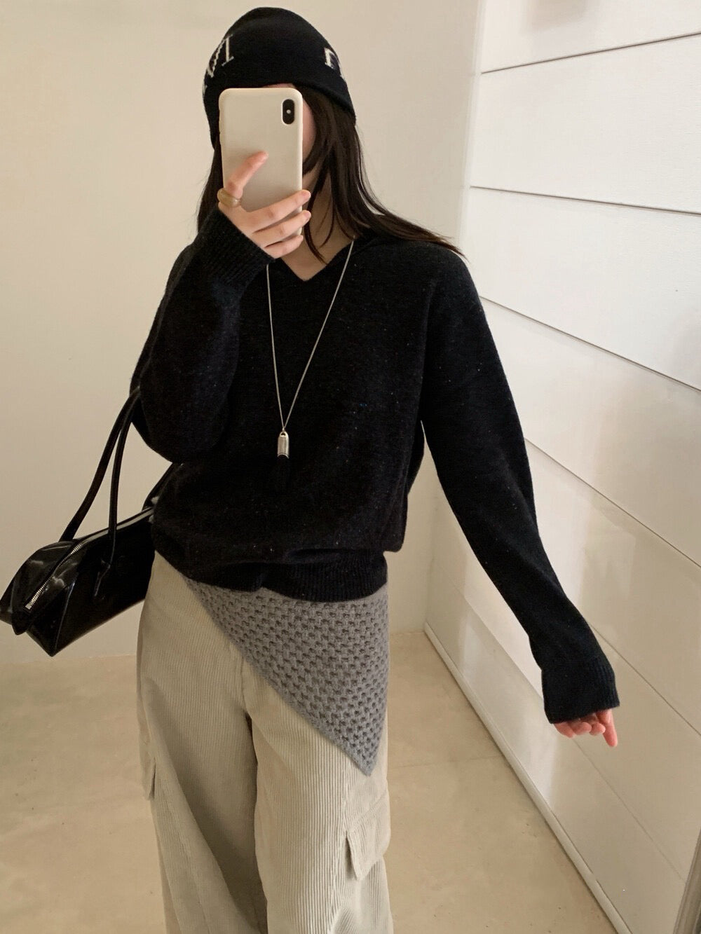 // 98%綿羊毛混點無縫一體連帽NT