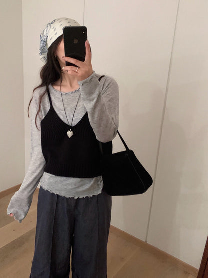 // 5%fine wool超親膚大彈性木耳邊TEE