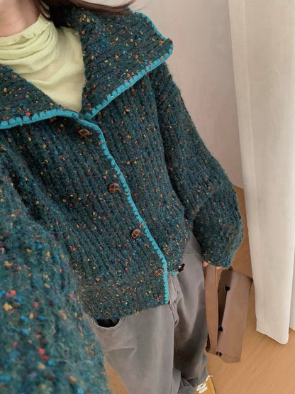 // 30%綿羊毛彩點包邊翻領CD