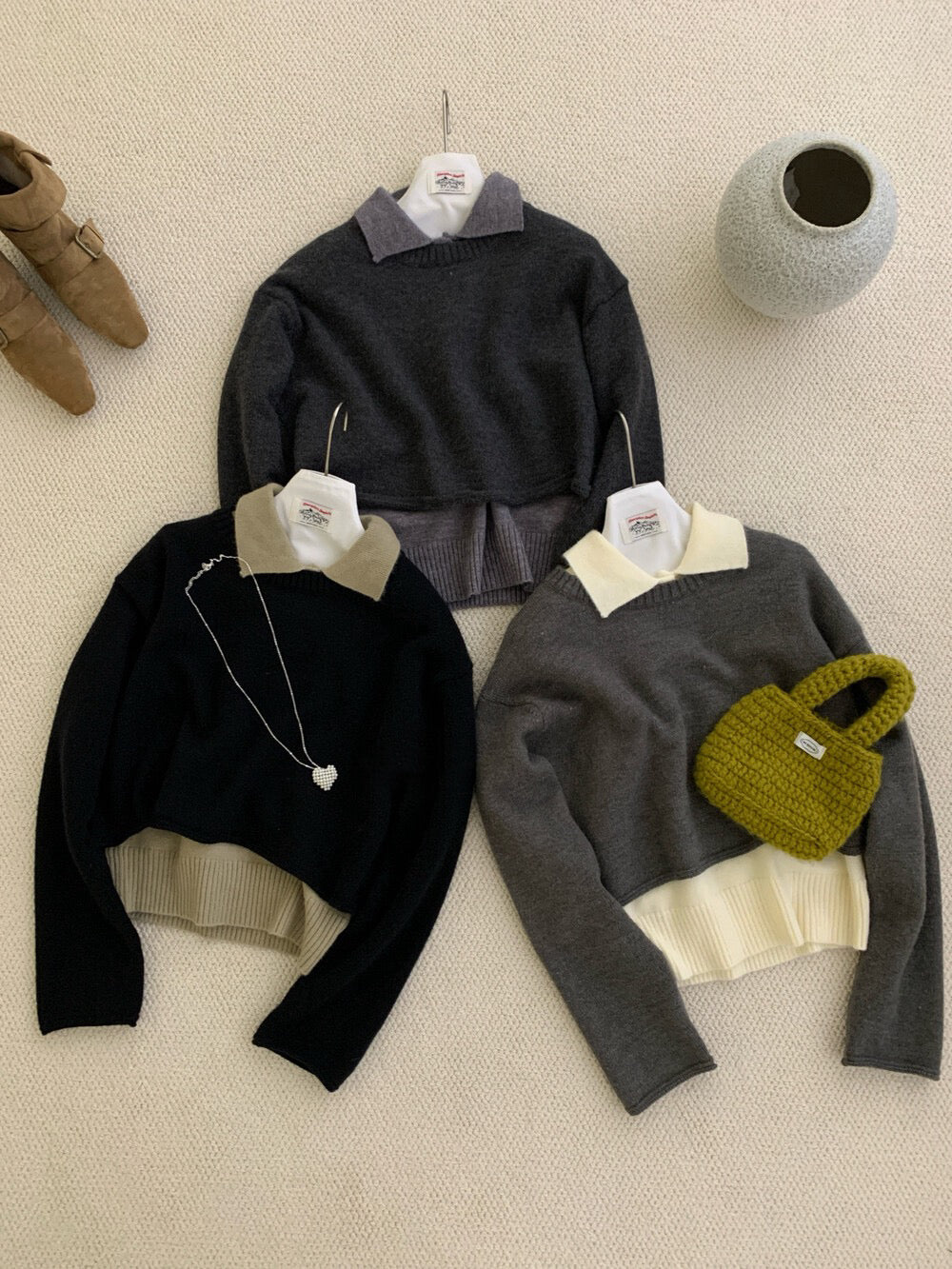 // 一套兩件性價比圓領短NT+polo翻領背心兩件套