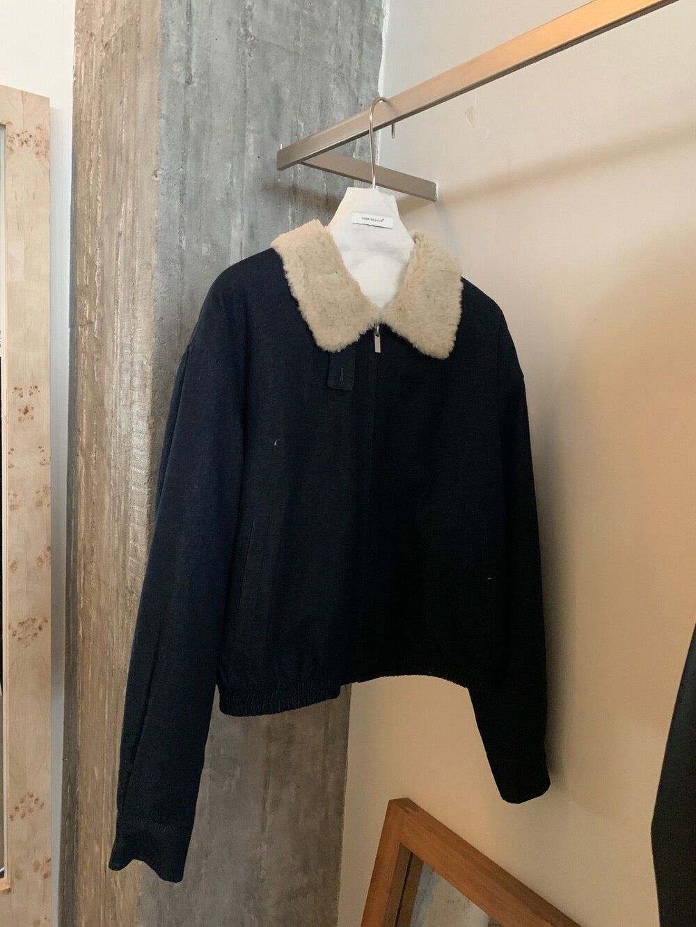 // 復古感翻領羊羔毛牛仔棉外套