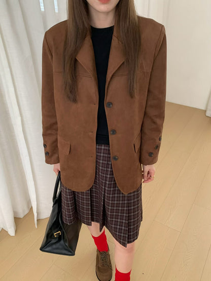 // 復古感超氣質牛皮絨外套