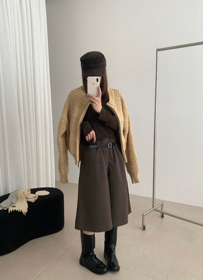 // 重工粗針織肌理感拉鍊CD