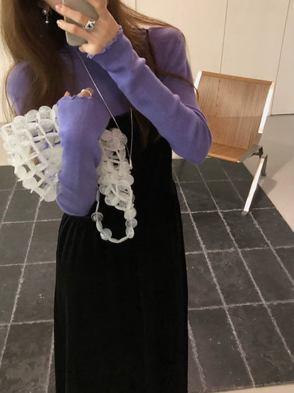 // 法式優雅絲絨吊帶OPS