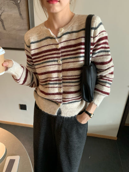 // 復古配色8%wool間條CD