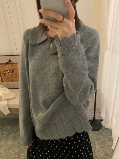 // 30%wool+30%raccoon鈎針衣擺一粒鈕翻領NT￼